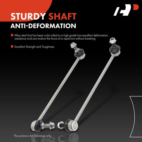 Front Sway Bar Link Set For BMW X3 X4 2011 Through 2018 direct fit pair shown with alloy shaft and sturdy construction
