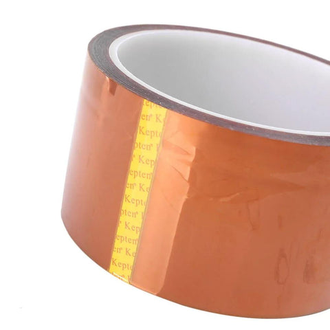 50Mm Kapton Tape Polyimide Film Adhesive Tape 33M Long Pro Grade High Temperature Heat Resistant Insulation, metallic brown roll.