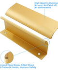 Close-up of rose gold edge pulls with high-quality aluminum material and safety edges, ideal for cabinets and drawers.