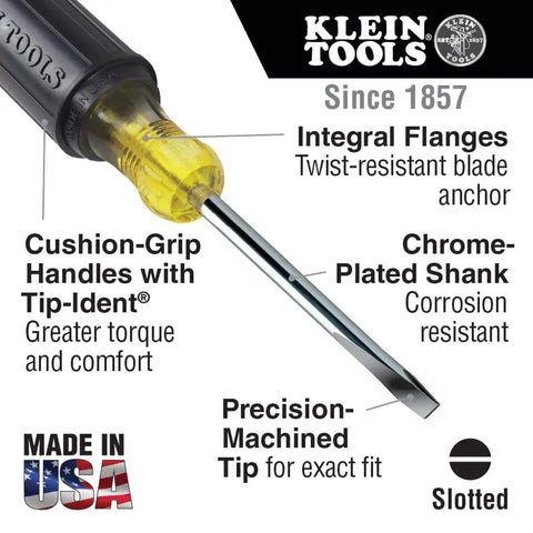 Slotted screwdriver in 14 Piece Pro Tools Kit With Pouch And Belt For Journeyman Lineman Homeowner And Beginner To Pro