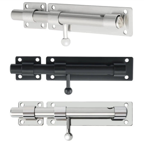 Heavy Duty Stainless Steel Gate Latch Lock With Spring Bolt For Wooden Garden Gates Brushed Nickel Finish, showcasing three latch styles.