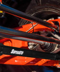 Beefy Heavy Duty Boxed Rear Radius Arms for Can Am Maverick X3 72 Inch Turbo X RC X MR X RS Max Models Lower Two Rods Only Black Finish With Reinforced Pivot Joints And Five Eighth Inch Heim Joints For Serious Strength installed on rear suspension