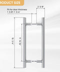16 Inch Push Pull Door Handle Double Sided H Shape Stainless Steel For Sliding And Swing Doors Heavy Duty Silver Finish