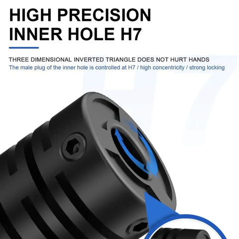 Top Tier Plastic Coupling For 3D Printers And CNC Motors Features Flexible Nylon Fiber Shaft Design With LR2 D15L22 Dimensions close-up of H7 inner hole