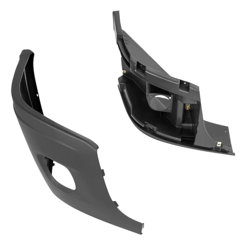 HECASA front bumper end cap and inner-mount reinforcement for Cascadia passenger side, black with fog-light holes