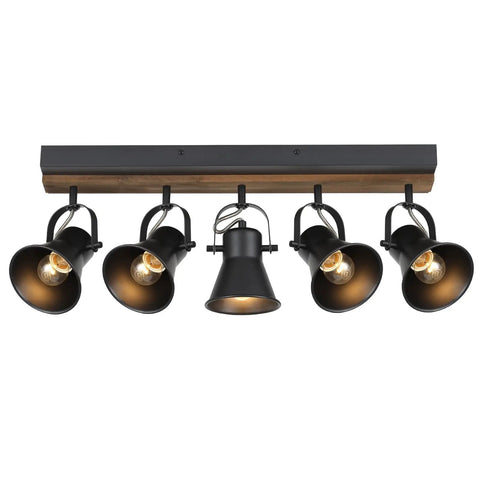 Five Light Adjustable Track Lighting Fixture In Industrial Black For Ceiling Or Wall Mount Kitchen Dining Hallway Bathroom Lighting