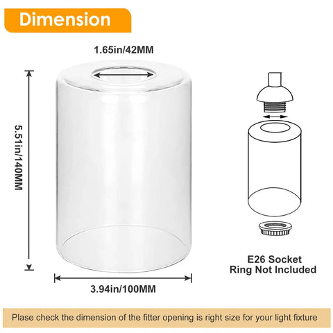 Six Pack Clear Glass Lampshades Set For Pendant Lights Floor Lamps Chandeliers And Wall Sconces Cylinder Shade Replacement