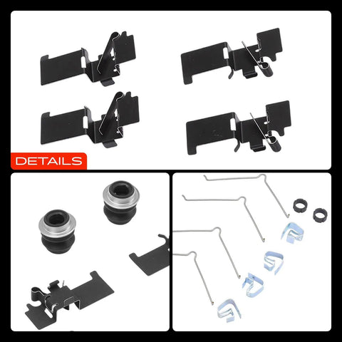 Premium Front Side Disc Brake Hardware Kit For Toyota Camry Avalon And Lexus Es300h Es350 Reliable Auto Parts To Spice Up Your Ride Today black metal clips, boots and springs