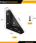 20 Pack Corner Brace Brackets For Wood, Stainless Steel Triangle Shelf Brackets with dimensions and 120 screws visible