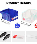 Heavy Duty Stackable Plastic Storage Bins 24 Pack For Garage Tools And Small Parts Organization 5x4x3 Inch Blue And White 33 Lbs Per Bin