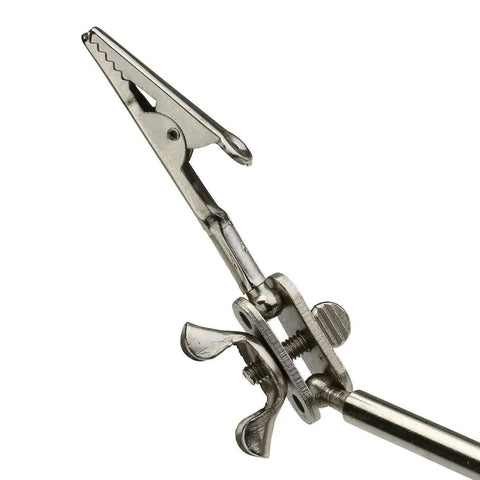 Close-up of alligator clamp component from Adjustable Helping Hand With Magnifying Glass 2x, Dual Alligator Clamps For PCBs And Projects