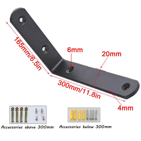 Heavy Duty White L Bracket Wall Mount Shelf Supports 2 Pack Cold Rolled Steel Angle Brackets for heavy loads, 300mm length.