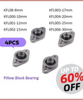 Badass Four Piece Pillow Block Bearing Set KFL Series Zinc Alloy 8 To 20 MM Bore Heavy Duty Units Built Like Tanks To Resist Rust And Handle Daily Grind With Dust Tight Seals Sure Fire Smooth Spin For Shop Machine Ops Wherever You Go.