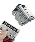 Beefy Stainless Steel Spring Butterfly Hinges With Auto Close Flush Mount, showing spring mechanism and mounting holes.