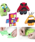 Plush figures made with LilyPad Sewable Electronics Starter Kit for Arduino, featuring LEDs and conductive thread crafting for beginners.