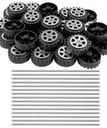 Plastic Toy Wheel Set for RC Cars and Robots, 30 Wheels with 15 Shafts, 2mm Diameter, 42mm Wheel Diameter and 16mm Width
