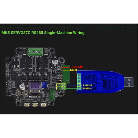 SERVO57C PCBA NEMA23 Closed Loop Stepper Motor Driver with RS485 single-machine wiring diagram