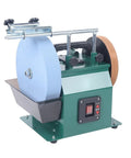 Top Shelf Water Cooled Electric Knife Sharpener Bench Grinder With 240 Watt Motor and 10 Inch Coarse Sharpening Stone visible.