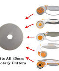 45mm Rotary Cutter Blades Pack Of 10 For DIY Quilting Sewing And Crafts Fits Fiskars Olfa Martelli Dremel Truecut And DAFA Rotary Cutters