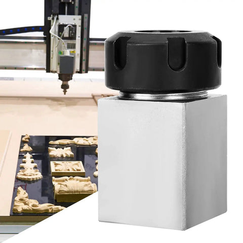 Rock Solid Square Collet Chuck Block Holder for ER 25 Size Fits CNC Lathe and Engraving Machines shown in use.