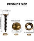 Product size details for Top Shelf Brass Decorative Screws With Caps For Cabinet Doors And Wood Furniture.