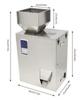 Automatic Granule Filling Machine Features Stainless Steel Housing For Hella Precise Digital Weighing Up To Five Hundred Grams, side view.