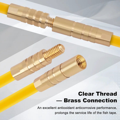 22Ft Fiberglass Wire Running Kit With Four Attachments For Quick Low Friction Cable Pulls Through Conduits Ultra Flexible Fish Tape Rods For Wiring Projects And Electrical Installations brass thread connectors