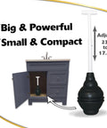 Heavy Duty Beehive Toilet Plunger To Knock Out Stubborn Clogs And Blast Away Nasty Gunk Fast with adjustable height 23" to 17.5".