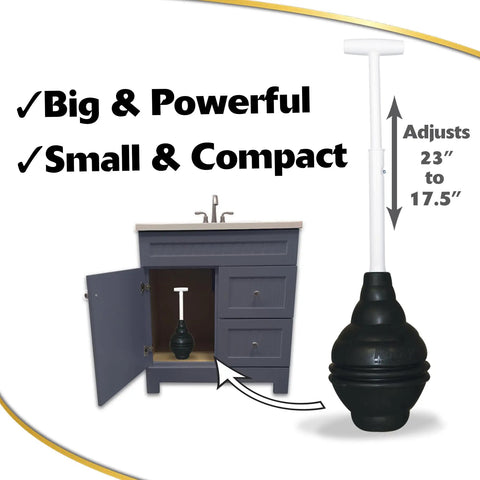 Heavy Duty Beehive Toilet Plunger To Knock Out Stubborn Clogs And Blast Away Nasty Gunk Fast with adjustable height 23" to 17.5".