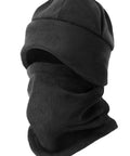 Winter Beanie Hat And Neck Gaiter Set With Ear Flaps For Men And Women Fleece Lined Skull Cap Windproof Thermal Headwear Black