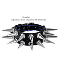 Kickin Punk Rock Leather Cuff Bracelet, Dope Gothic Steampunk Wristband with sharp metal spikes, adjustable faux leather.