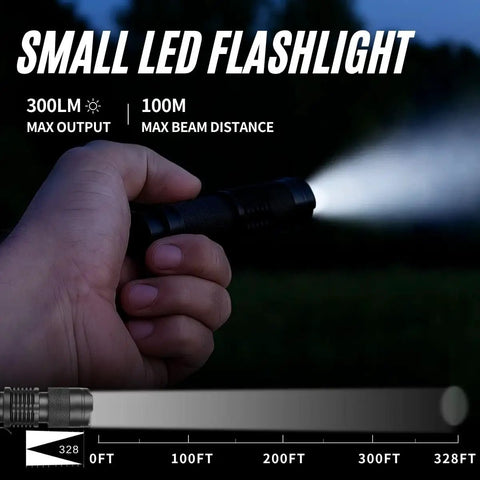 Three Pack Mini Flashlights With Focus Adjustable SK68 Single Mode Tactical LED Light Ultra Bright 300 Lumens Torch Built Tough IPX6 Water Resistant Aluminum Body