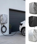 Tough As Nails Waterproof EV Charging Station Cover With All Season Dust Shield For Wall Mounted Electric Vehicle Plugs and Outdoor Home Chargers in silver fabric