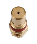 Brass air compressor check valve fitting, 1/2 in MNPT, close-up view