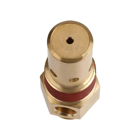 Brass air compressor check valve fitting, 1/2 in MNPT, close-up view