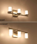 3 Light Glass Vanity Light Fixtures In Nickel Finish Dope Farmhouse Vibe, 17.9 Inch Bathroom Lighting Wall Sconces Upward and Downward