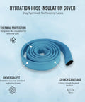 13 Inch Neoprene Style Hydration Hose Insulator Sleeve Thermal Cover rolled up on blue background
