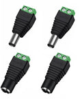 Rock Solid 12V DC Power Splitter With Two Male And Two Female Barrel Connectors For LED Strip Lights And CCTV Cameras close-up image of connectors
