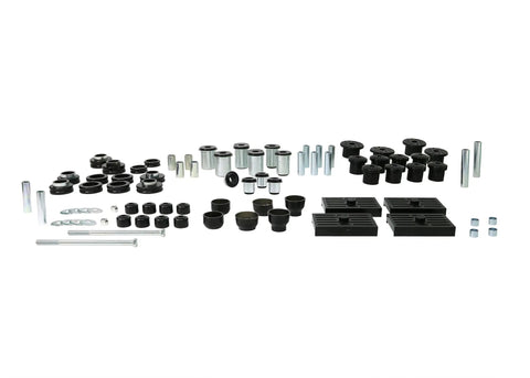 Premium Heavy Duty Front And Rear Suspension Bushing Kit For Chevrolet Camaro 1967 To 1969 Classic Muscle Car components laid out.