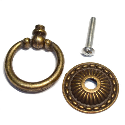 8-Piece Bronze Drawer Ring Pulls Set With Screws For Dresser Cabinet Wardrobe Chest Closet Vintage Decorative Hardware Antique Copper Finish