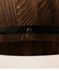 Close-up of Antique Wood Wine Barrel Pendant Lamp Rustic Hanging Ceiling Light For Bar Kitchen And Cellar E26 Max 60W
