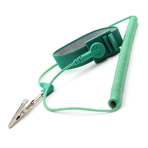 Pro Grade Anti Static Wrist Strap With Grounding Cord, ESD wristband with 9.8 ft green coiled cable and metal alligator clip