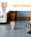 Round Wooden Sofa Legs 5.9 Inch Unfinished Carved Furniture Feet With Hardware French Style for Kitchen Table and Bench