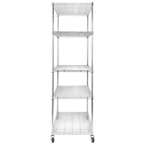 5-Tier Steel Storage Rack With Wheels And Shelves Beefy Built To Last 7500 Lbs Total Capacity Waterproof Liners Rust Resistant