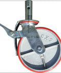Premium Top Shelf Scaffolding Casters Set Of Four With Eight Inch Polyurethane Wheels And Steel Hub Featuring Locking Swivel Design, 8x2 inch wheel.