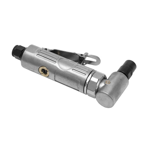 Heavy Duty Right Angle Pneumatic Air Die Grinder With A Powerhouse Twenty Thousand Rpm Motor, silver metal body, compact, ergonomic handling.