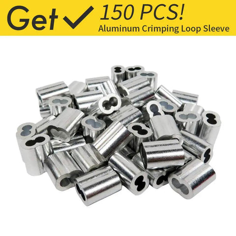 Top Shelf 304 Stainless Steel Wire Rope One Sixteenth Inch Thick 328 Foot Spool Seven By Seven Aircraft Grade Cable Comes Loaded With 150 Crimp Sleeves For Fence Lines Garden Trellises And Quick Outdoor Jobs