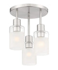 Cedar Lane 3-Light Semi Flush Mount Ceiling Light Dope Brushed Nickel 11 Inch Indoor Fixture with etched glass shade