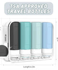 4-pack Leak Proof 3oz Travel Bottles TSA Approved Refillable Silicone Containers for Toiletries in a clear bag, gray included