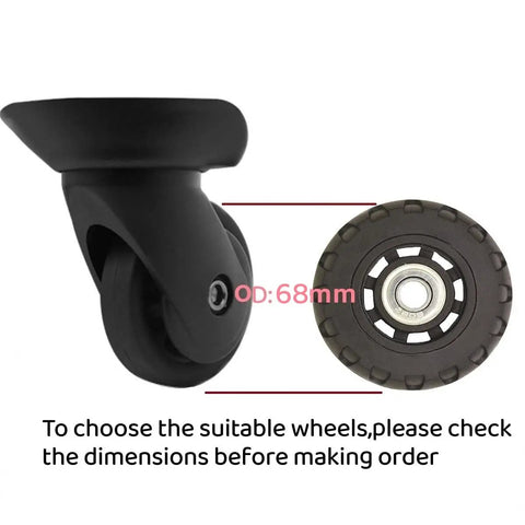 Close-up of 68mm Replacement Wheel Set For Luggage And Inline Skates, Quiet Polyurethane Wheels 24mm Wide With 8mm Bearings